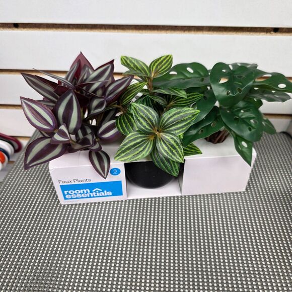 Zero-Maintenance Greenery! Artificial Plant Set (3-Pack) w/ Black Pots - Picture 2 of 11